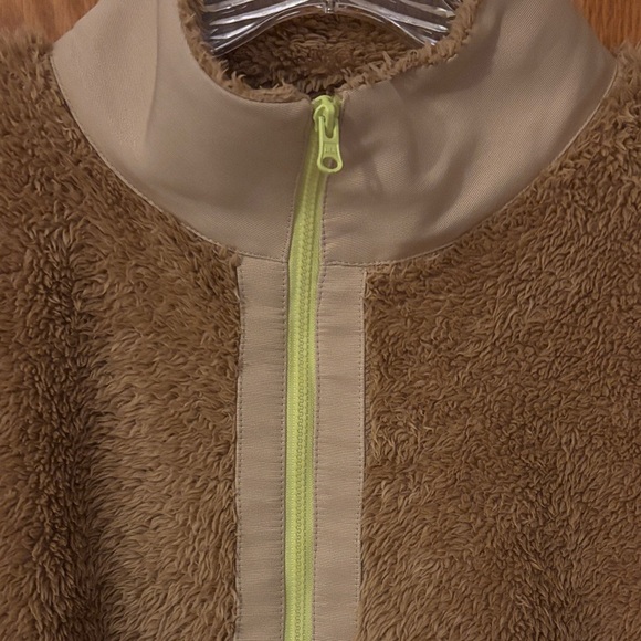 J. Crew Tan Teddy Jacket with Neon Accents - Picture 2 of 5